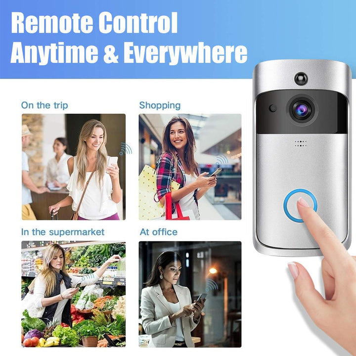 Wifi Smart Video Doorbell Intercom PIR Detection Camera Night Vision Cloud Storage - Trendha
