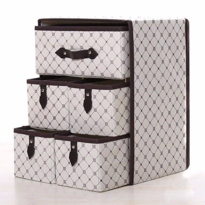 Three Layer Storage Box Five Drawer Non-woven Underwear Cosmetic Makeup Sundries Organizer - Trendha