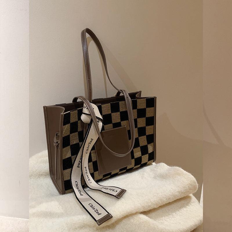 Ladies Fashion Retro Checkered Shoulder Bag - Trendha