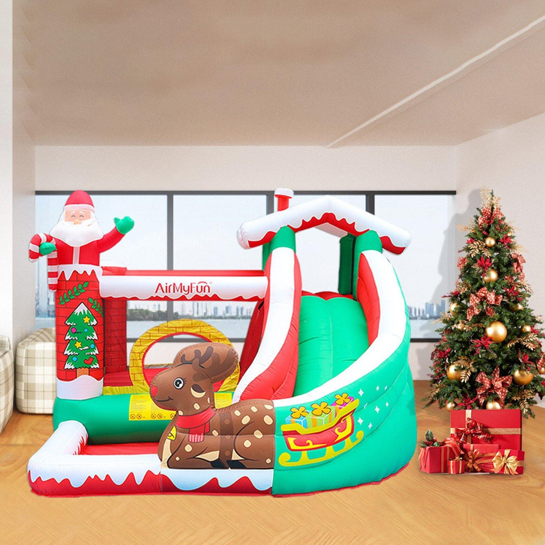 Christmas Inflatable Bouncer House With Air Blower And Jumping Castle With Slide - Trendha
