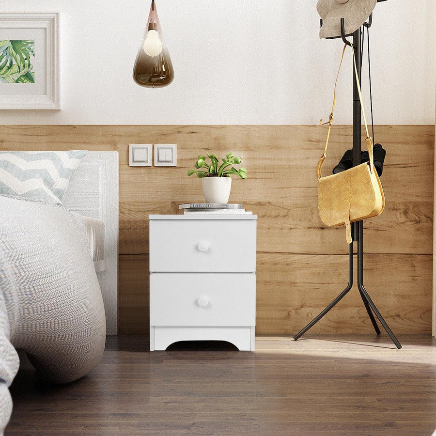 Storage Cabinet Bedroom Bedside Locker Double Drawer Nightstand - Trendha