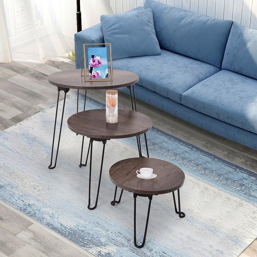 Nesting Coffee Table Set Of 3 End Side Tables Living Room Sofa Snack Table - Trendha