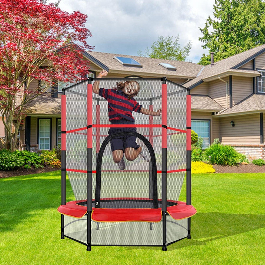 55In Kids Trampoline With Enclosure Net Jumping Mat And Spring Cover Padding - Trendha