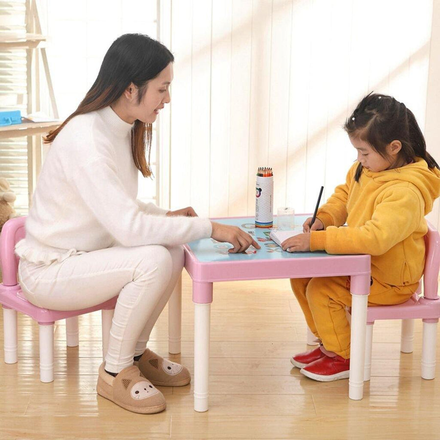 Plastic Kids Table And 2 Chairs Set, Set For Boys Or Girls Toddler - Trendha