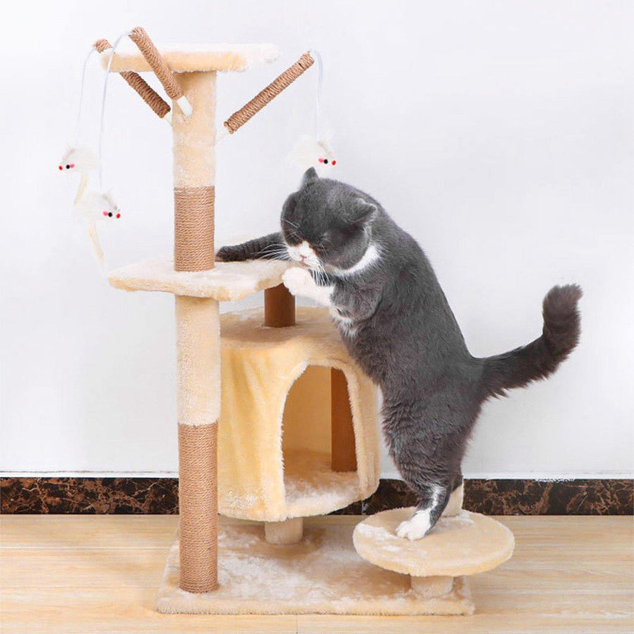 Cat Tower Kittens Pet Play House Cat Activity Tree Condo Scratching Sisal Post - Trendha