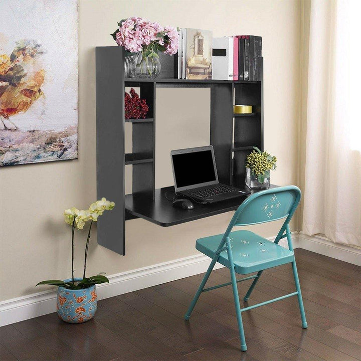 Wall Mounted Desk With Storage Shelves Home Computer Table Floating Dining Desk - Trendha