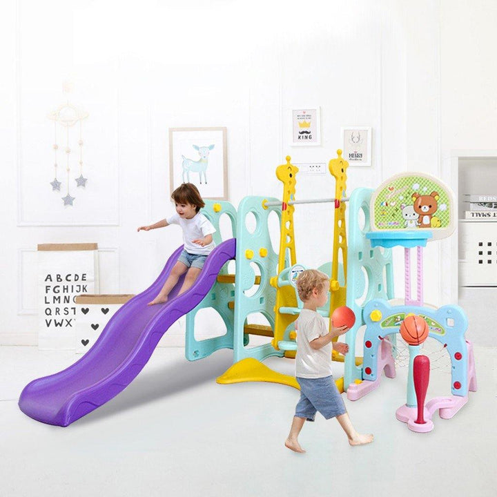 6 In 1 Climber Slide Playset Baby Swing Kids Playset For Backyard And Indoo - Trendha