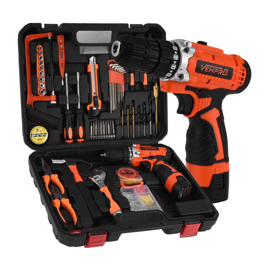 16.8V Tool Set with Drill, 247 In-lb Torque, 0-1300RMP Variable Speed, 10MM 3/8 - Trendha