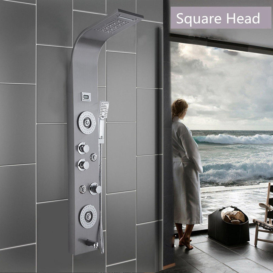 Stainless Steel Shower Panel Tower System LED Rainfall Water Fall Shower Head - Trendha