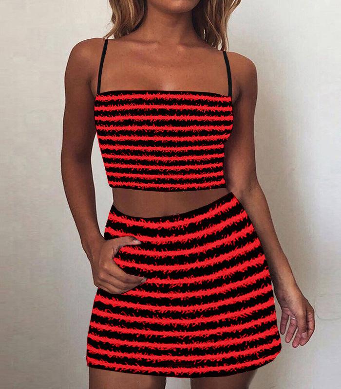 Women's Texture Striped Spaghetti Straps Suit Dress - Trendha