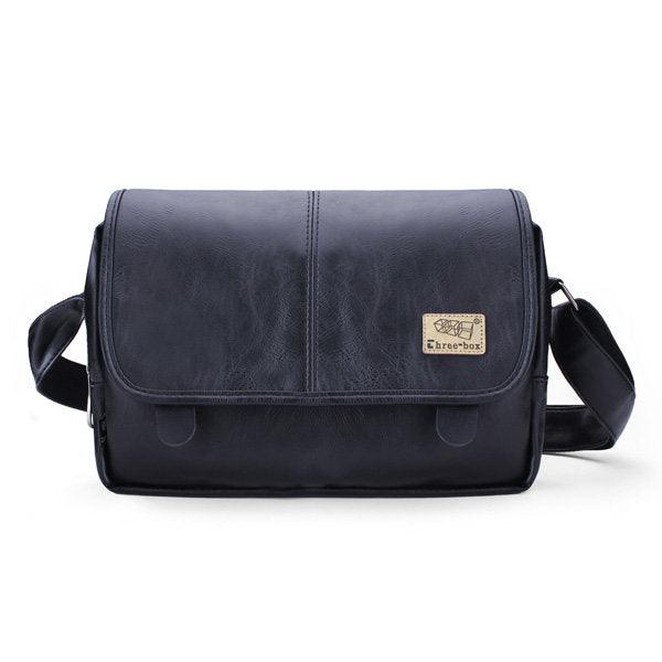 Mens Fashion Soft Artificial Leather Messenger Travel Shoulder Bag - Trendha