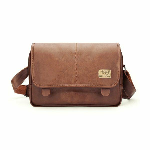 Mens Fashion Soft Artificial Leather Messenger Travel Shoulder Bag - Trendha