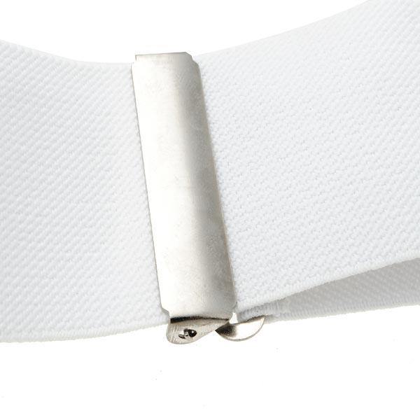 Mens Terylene 4 Clips High Stretch Elastic Black White Suspenders - Trendha