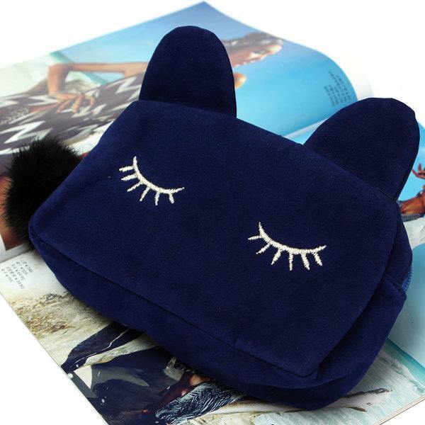 Women Cartoon Cute Cat Face Tote Bag Holding Imitation Velvet Purse - Trendha