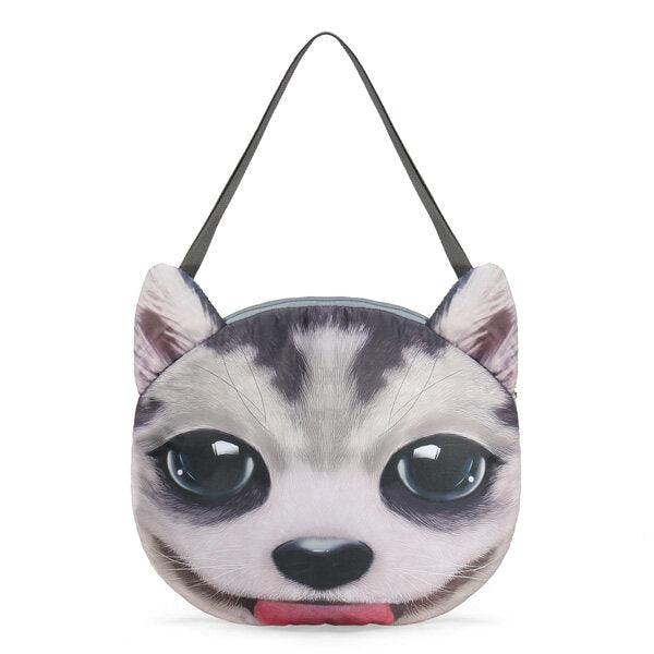 Women 3D Dog Cat Pussy Face Purse Cute Shopping Tote Shoulder Bag - Trendha