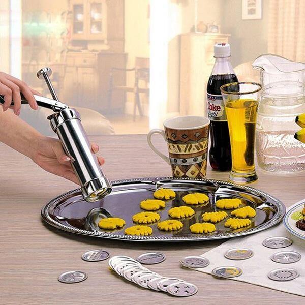 Stainless Steel Non-Stick Cookie Press Set Include 22 Shapes & 4 Decorating Tips - Trendha