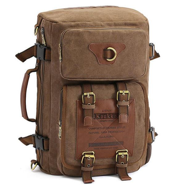 KAUKKO Men's Canvas Army Style Shoulder Travel Tactical Backpacks - Trendha