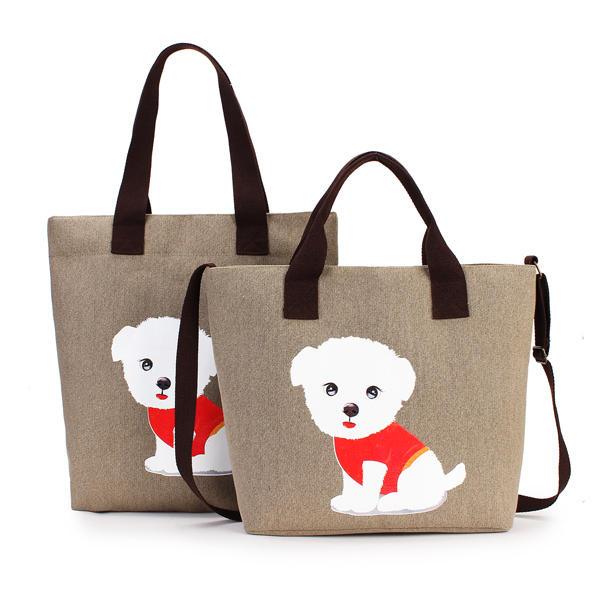 Women's Lovely Handbag Dog Pattern Shoulder Canvas Zipper Bags - Trendha