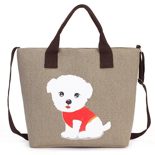 Women's Lovely Handbag Dog Pattern Shoulder Canvas Zipper Bags - Trendha