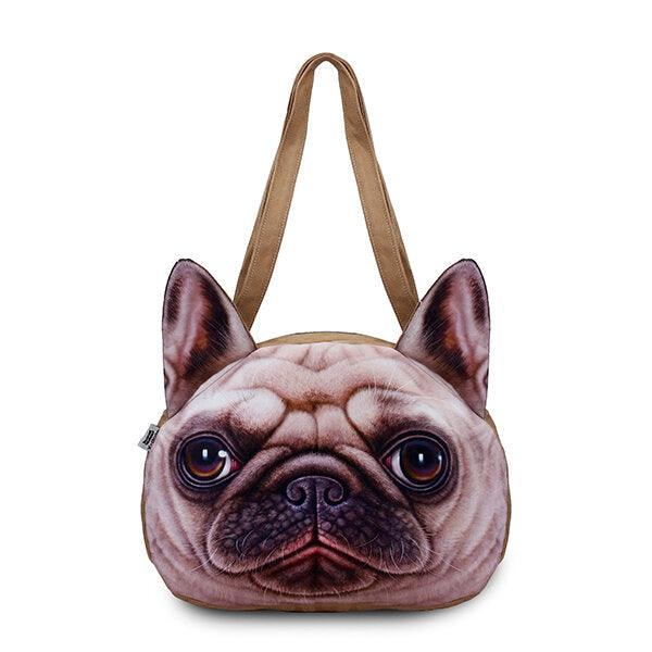 Women Cute Dog Head Shoulder Bags Casual 3D Animal Print Handbags Shopping Bags - Trendha