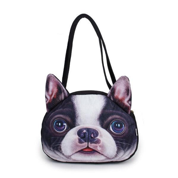 Women Cute Dog Head Shoulder Bags Casual 3D Animal Print Handbags Shopping Bags - Trendha