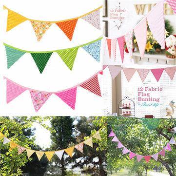 Lovely Handmade Fabric Flags Buntings Pennants Wedding Birthday Party Decoration Flag Bunting - Trendha