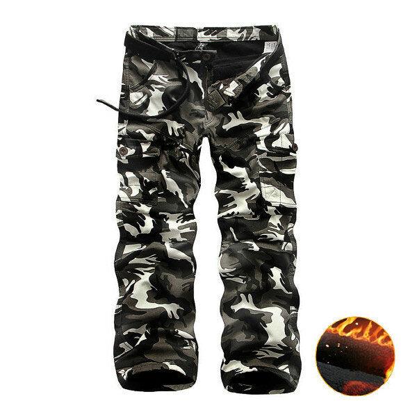 Winter Thick Fashion Cotton Warm Mens Cargo Pants Outdoor Casual Camouflage Pocket Overalls - Trendha