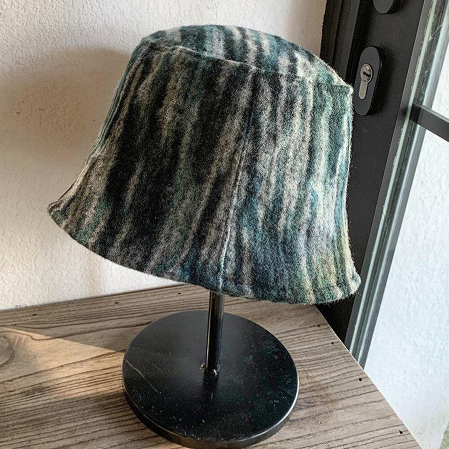 Unisex Woolen Mixed Color Warm Windproof Casual Personality Couple Hat Bucket Hat - Trendha
