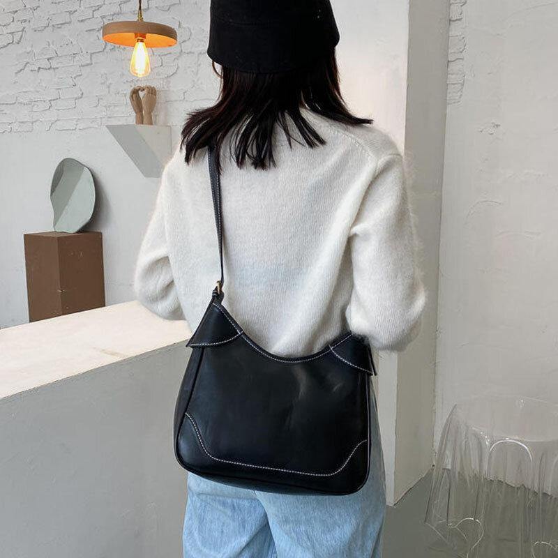 Women Faux Leather Large Capacity Retro Casual Brief Shoulder Bag Crossbody Bag - Trendha