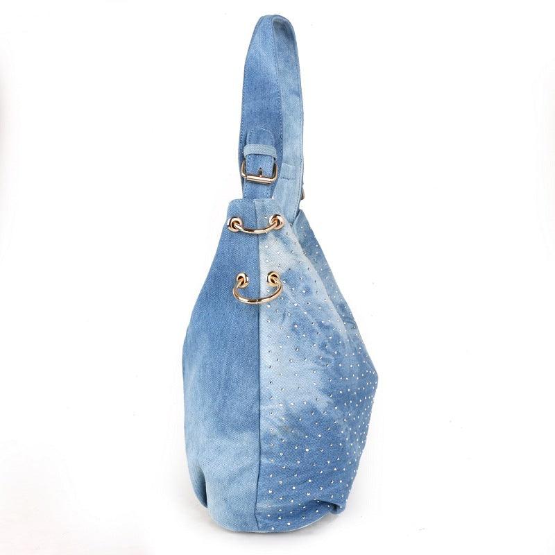 Fashion Denim Canvas One Shoulder Messenger Handbag - Trendha