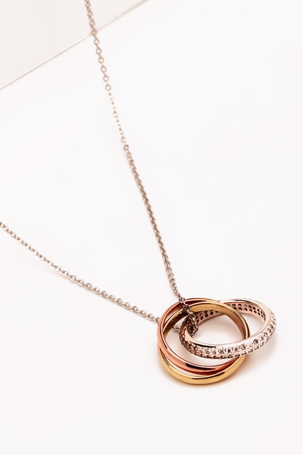 Cubic Zirconia Ring Pendant Necklace - Trendha