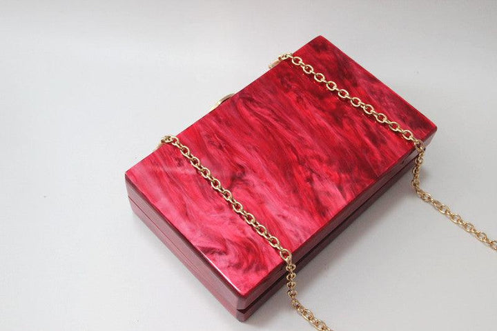 New Style Wallet One Shoulder Messenger Bag Fashion Lady Red Pearlescent Acrylic Bag Banquet Clutch - Trendha