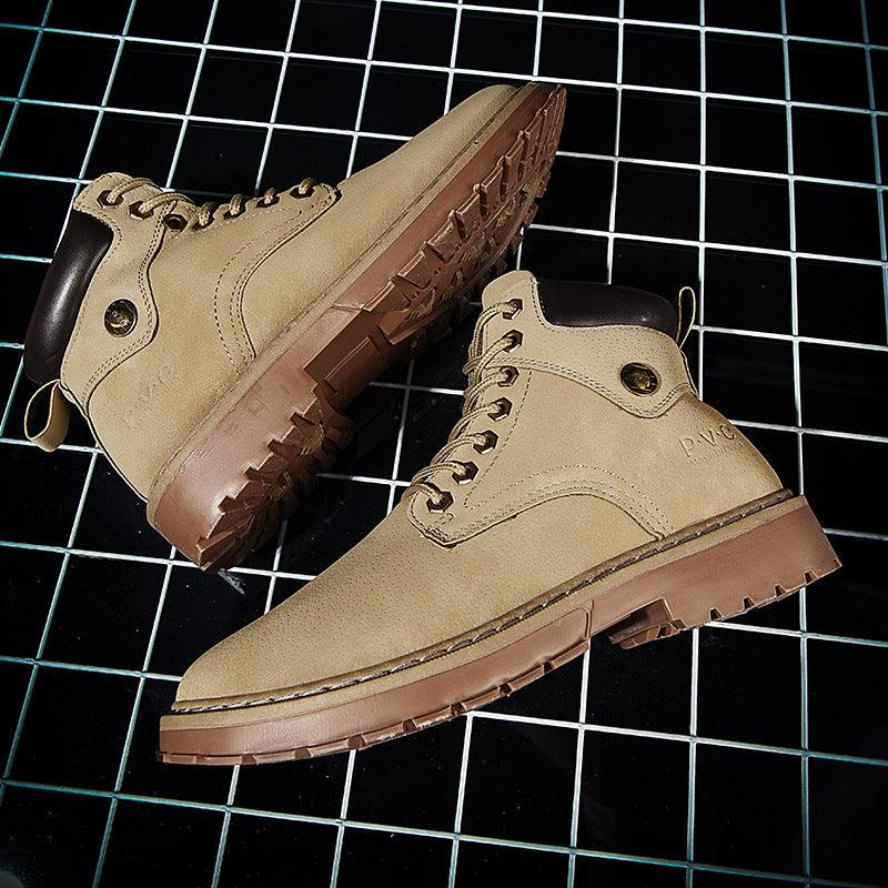 Fashion Trend Simple Personality Tooling Boots Round Toe British Men's Boots - Trendha