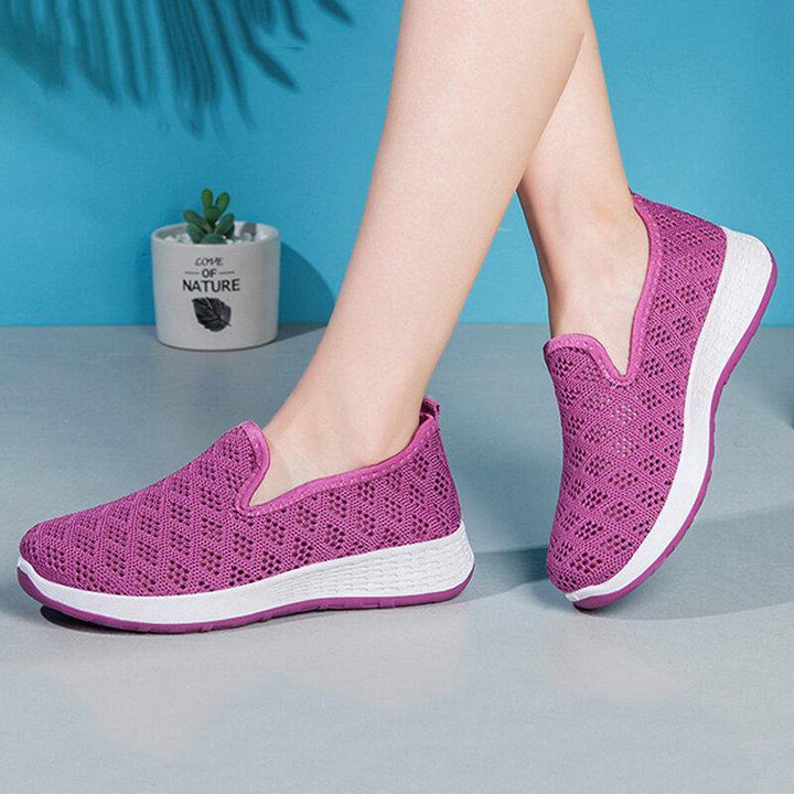 Women Hollow Out Mesh Lazy Slip On Walking Shoes - Trendha