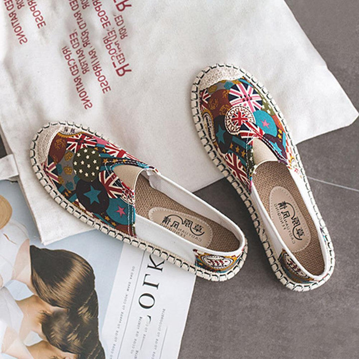 Women Pattern Slip On Comfy Hand Stitching Casual Flat Loafers Shoes - Trendha
