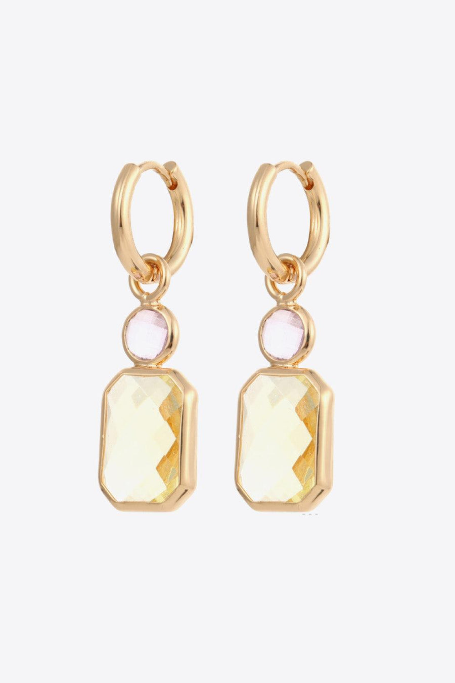Glass Stone Decor Copper Earrings - Trendha