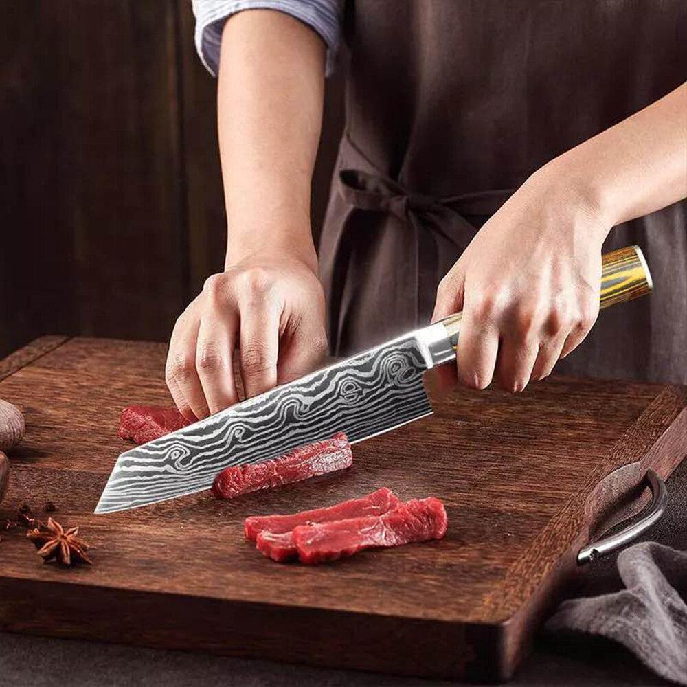 3.5/5inch Stainless Steel Damascus Laser Wave Cutter Drawing Slicer Meat for Kitchen Tool - Trendha