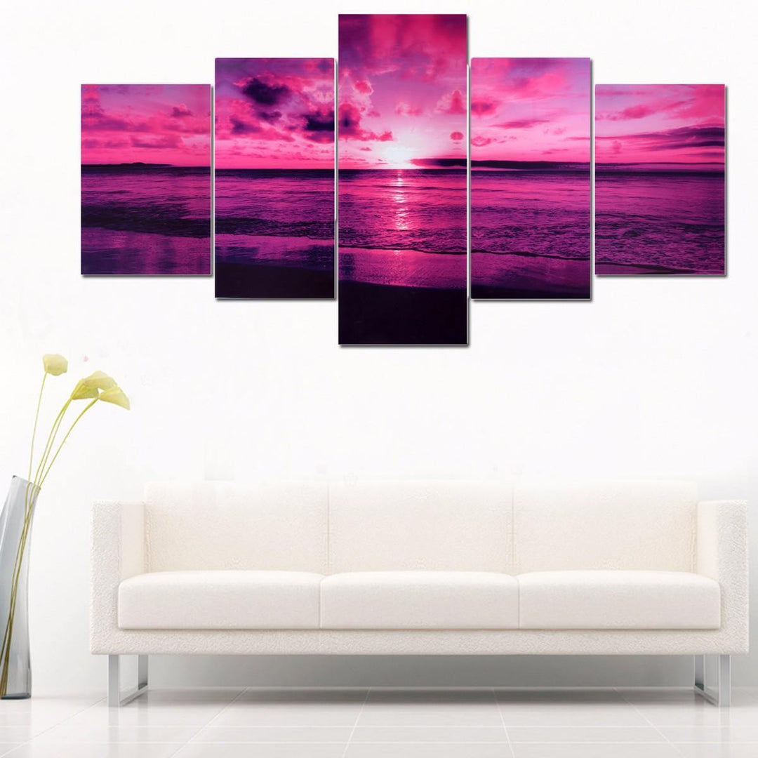 Purple Sea Sunset Modern Frameless HD Canvas Print Home Art Wall Picture Poster Wall Paintings - Trendha
