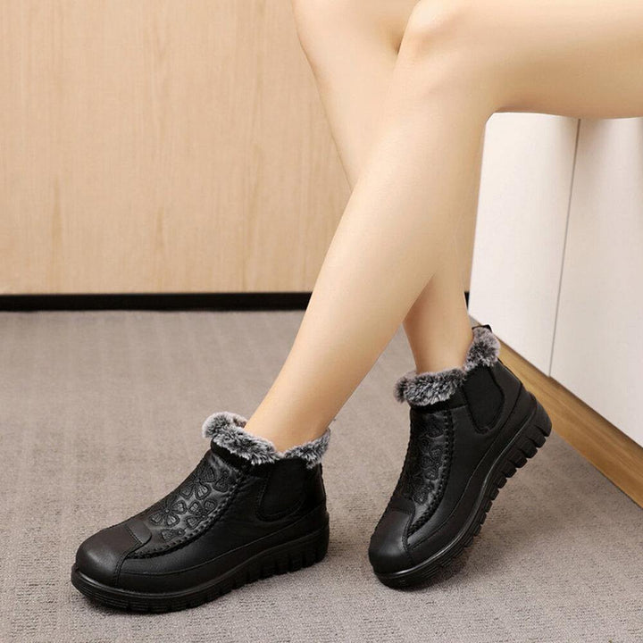 Women Comfy Floral Embroidered Waterproof Warm Lining Cotton Snow Boots - Trendha