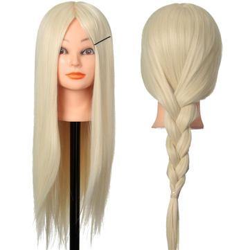 30% Blonde Real Human Hair Training Hairdressing Head Mannequin Clamp Holder - Trendha