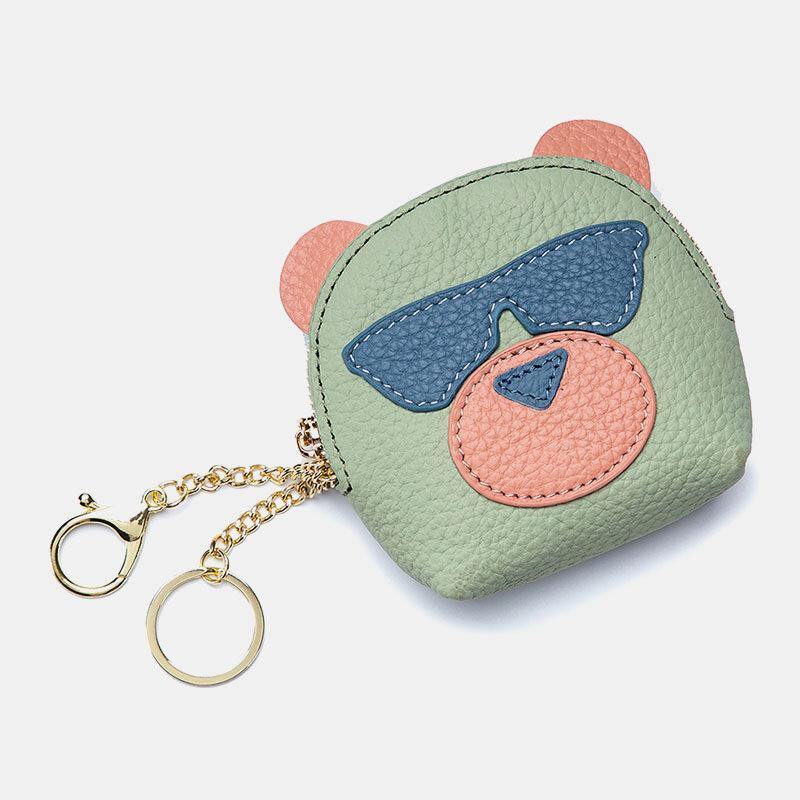 Women Genuine Leather Cute Bear Creative Mini Coin Bag Small Wallet For Card Key Mini Lipstick - Trendha