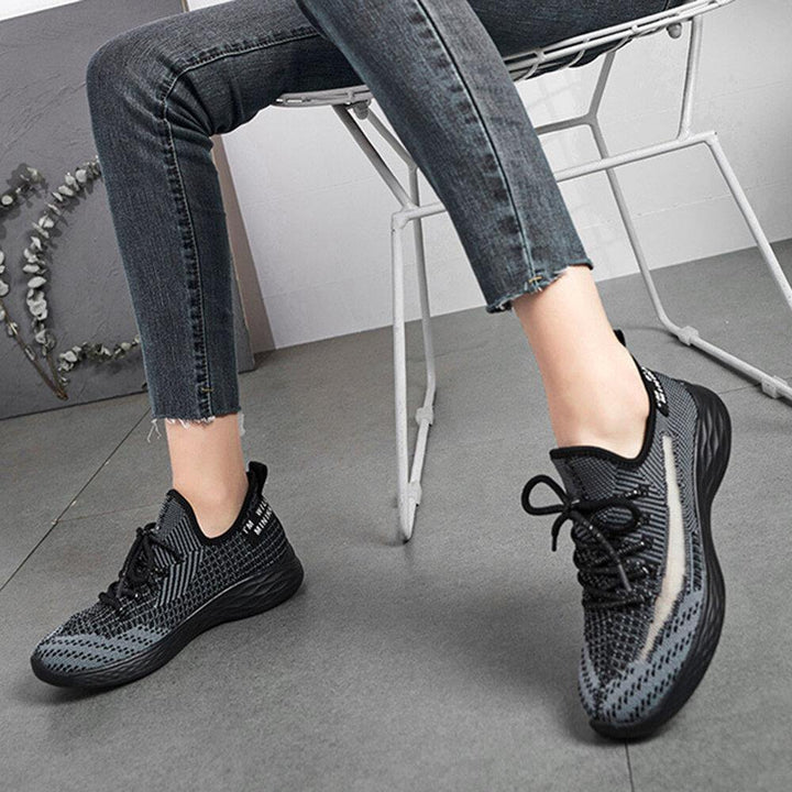 Large Size Women Trainers Breathable Mesh Lace Up Walking Shoes - Trendha