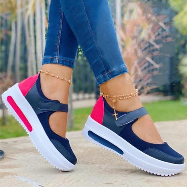 Women Fashion Vulcanized Sneakers Platform Solid Color Flats Ladies Shoes Casual Breathable Wedges Ladies Walking Sneakers - Trendha