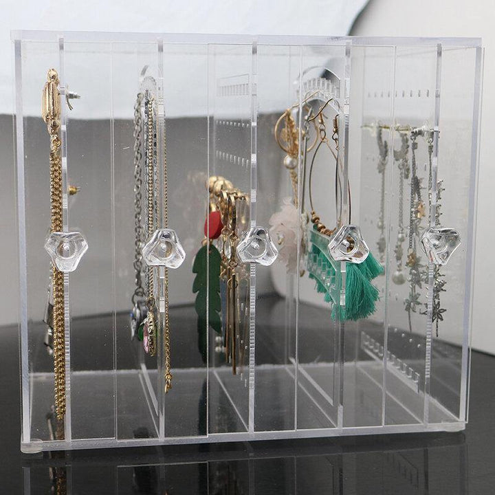 5 Trays Dustproof Transparent Acrylic Earrings Storage Box Jewelry Display Stand - Trendha