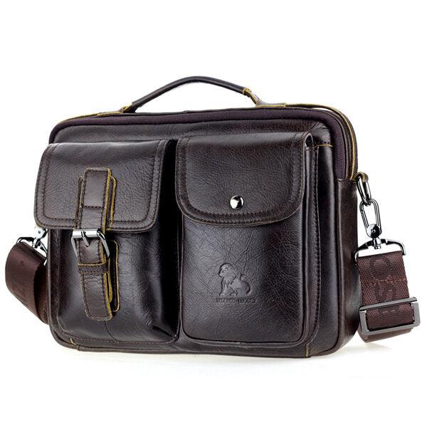 Mens Leather Messenger Bag Retro Laptop Bag Business Briefcase Shoulder Bag - Trendha