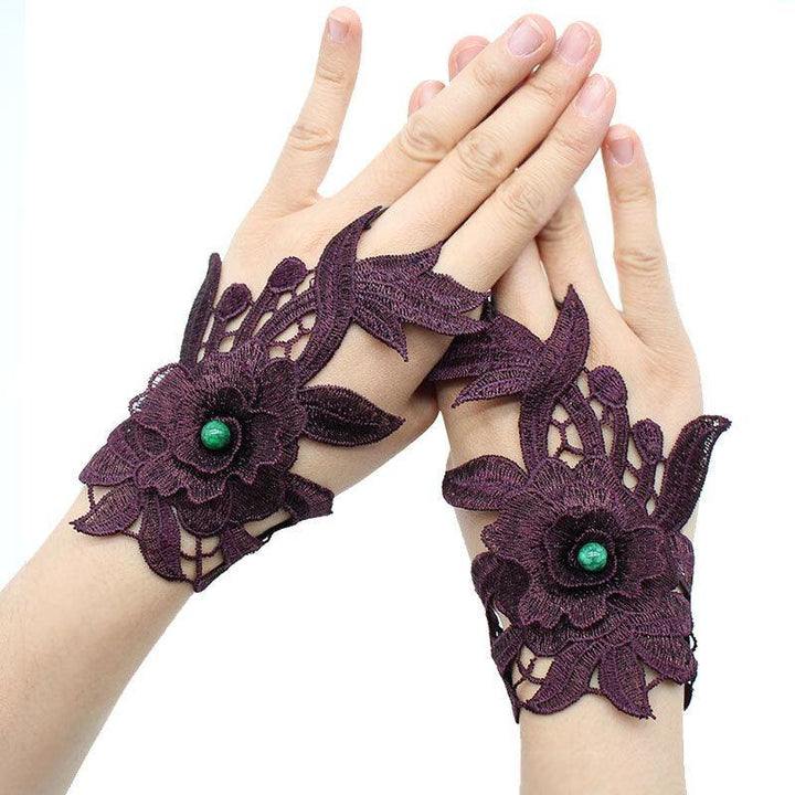 Women Floral Wristband Decorated With Ethnic Embroidered Gloves Wristband - Trendha
