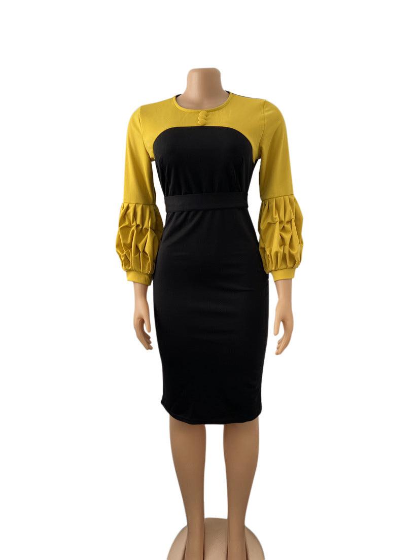 Women's Summer Puff Sleeve Stitching Was Thin With Clothes Banquet Dress - Trendha
