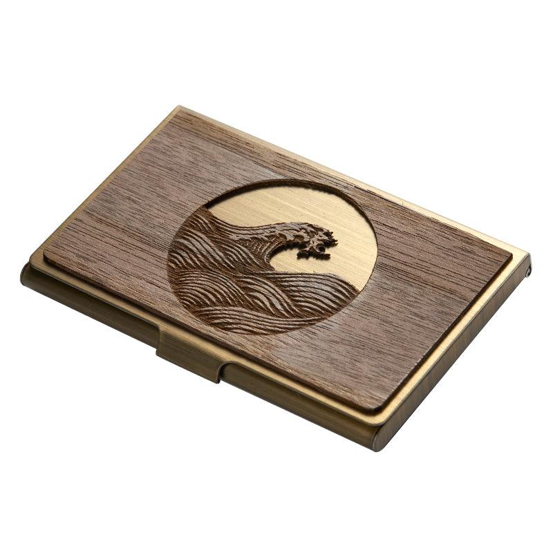 Custom Lettering Creative Stainless Steel Wooden Business Card Case - Trendha
