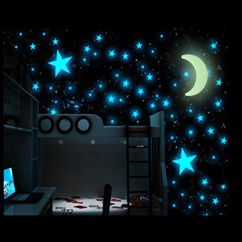 100Pcs Glow In The Dark Stars Sticker Beautiful 3D DIY Home Decal Art Luminous Wall Stickers - Trendha