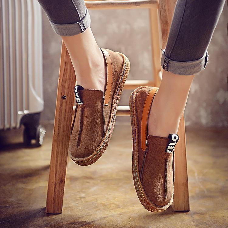 Women Stitching Soft Sole Round Toe Slip On Casual Flats Loafers - Trendha